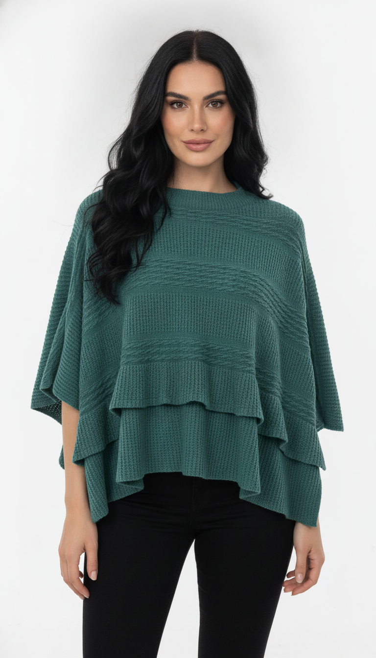 Poncho Quadrado Trançado